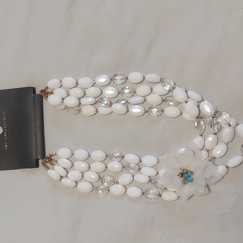 White beaded necklace- New York and Company